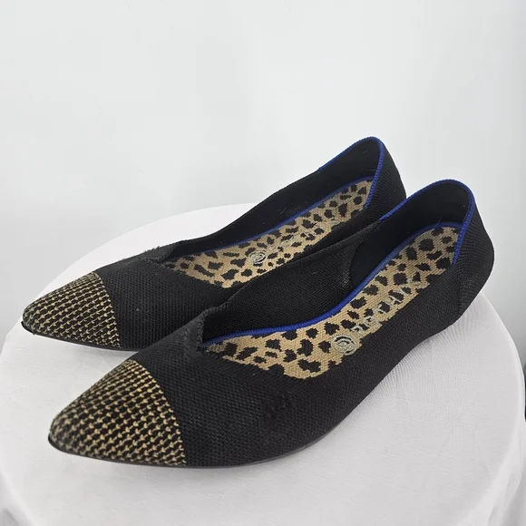 Rothy's Pointed Toe Flats | Black & Gold | Size 11 - Picture 2 of 10